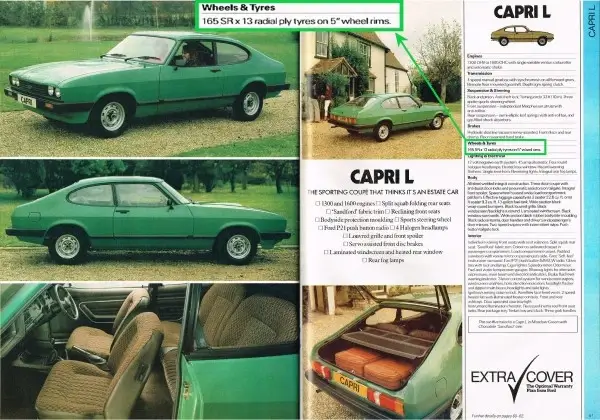 Click to enlarge Ford Capri L Brochure 165-13 Tires