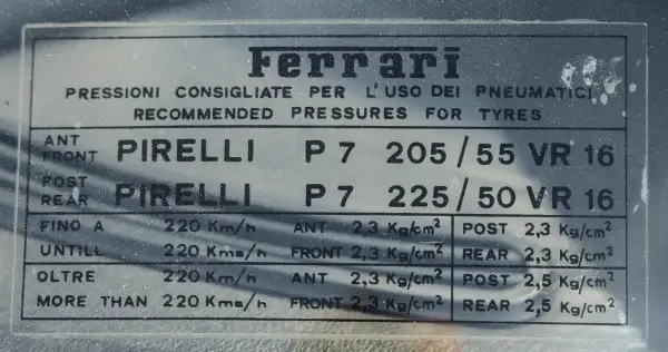 1979 Ferrari 308 GTB Running Gear Sticker