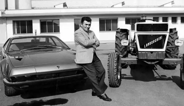 Click to enlarge Ferruccio Lamborghini with his Jarama on 215/70VR15 CN12 Pirelli Cinturato Tires